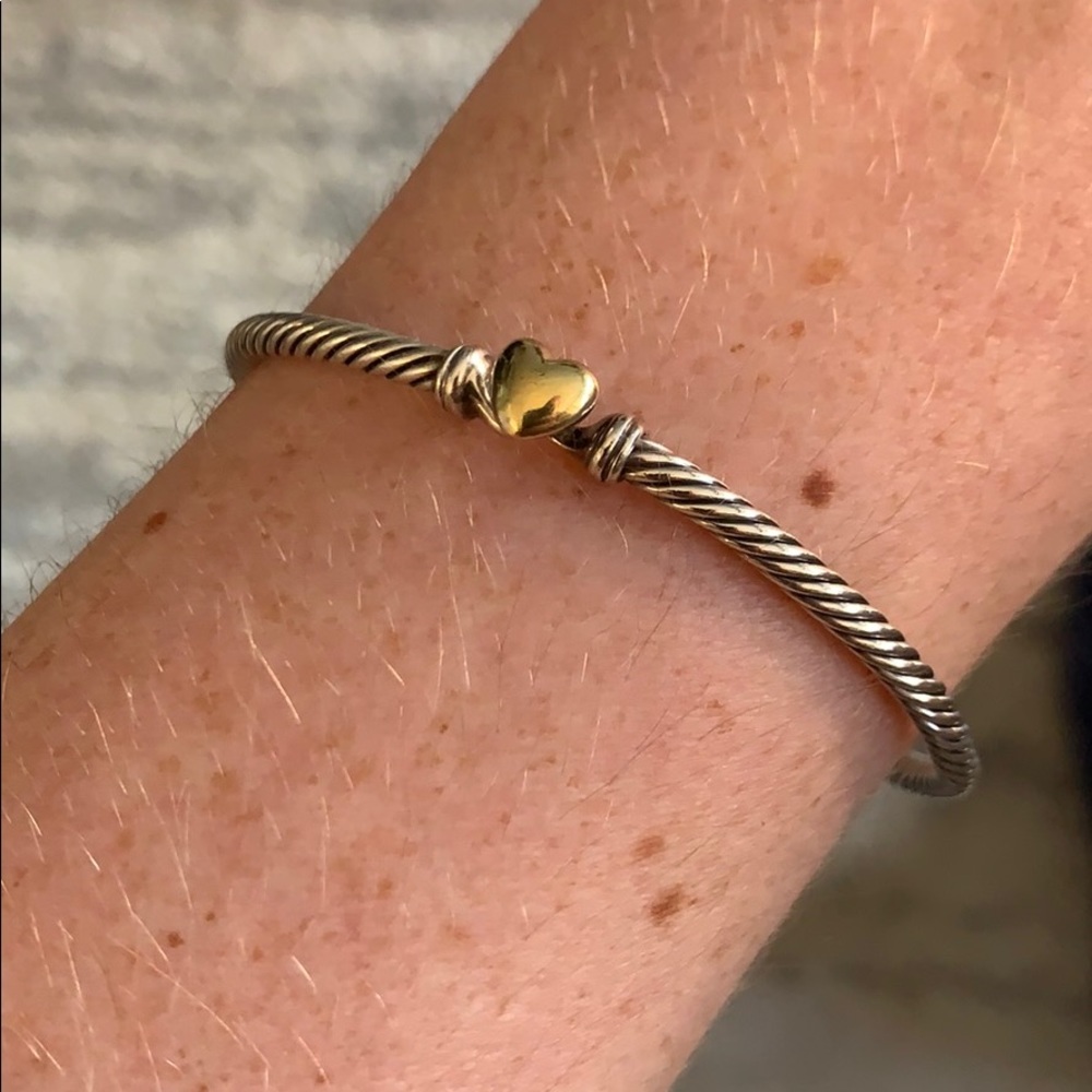 Cable Collectibles Heart Bracelet w/ 18K Gold, 3mm